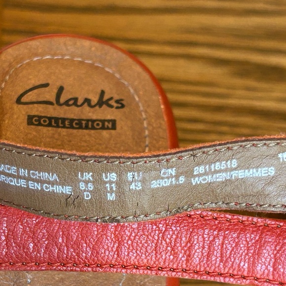 Clarks Zia Graze Platform Women's Orange Leather Cut-Out Sandals Size 11 - Picture 14 of 15